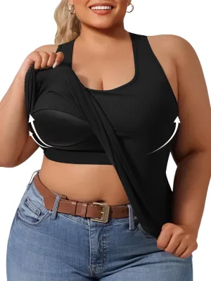 Plus Size Women's Casual Sports Tank Tops, Breathable and Soft, for Sports and Daily Life Wear, Solid Color