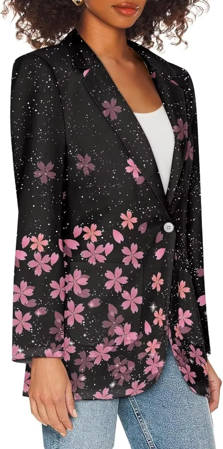 POLERO Blazers for Women Long Sleeve Work Office Jackets Open Front Cardigan Suit with Pockets