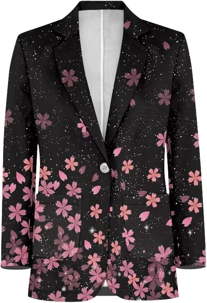 POLERO Blazers for Women Long Sleeve Work Office Jackets Open Front Cardigan Suit with Pockets