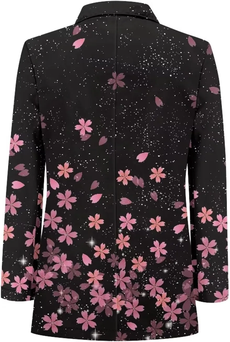 POLERO Blazers for Women Long Sleeve Work Office Jackets Open Front Cardigan Suit with Pockets