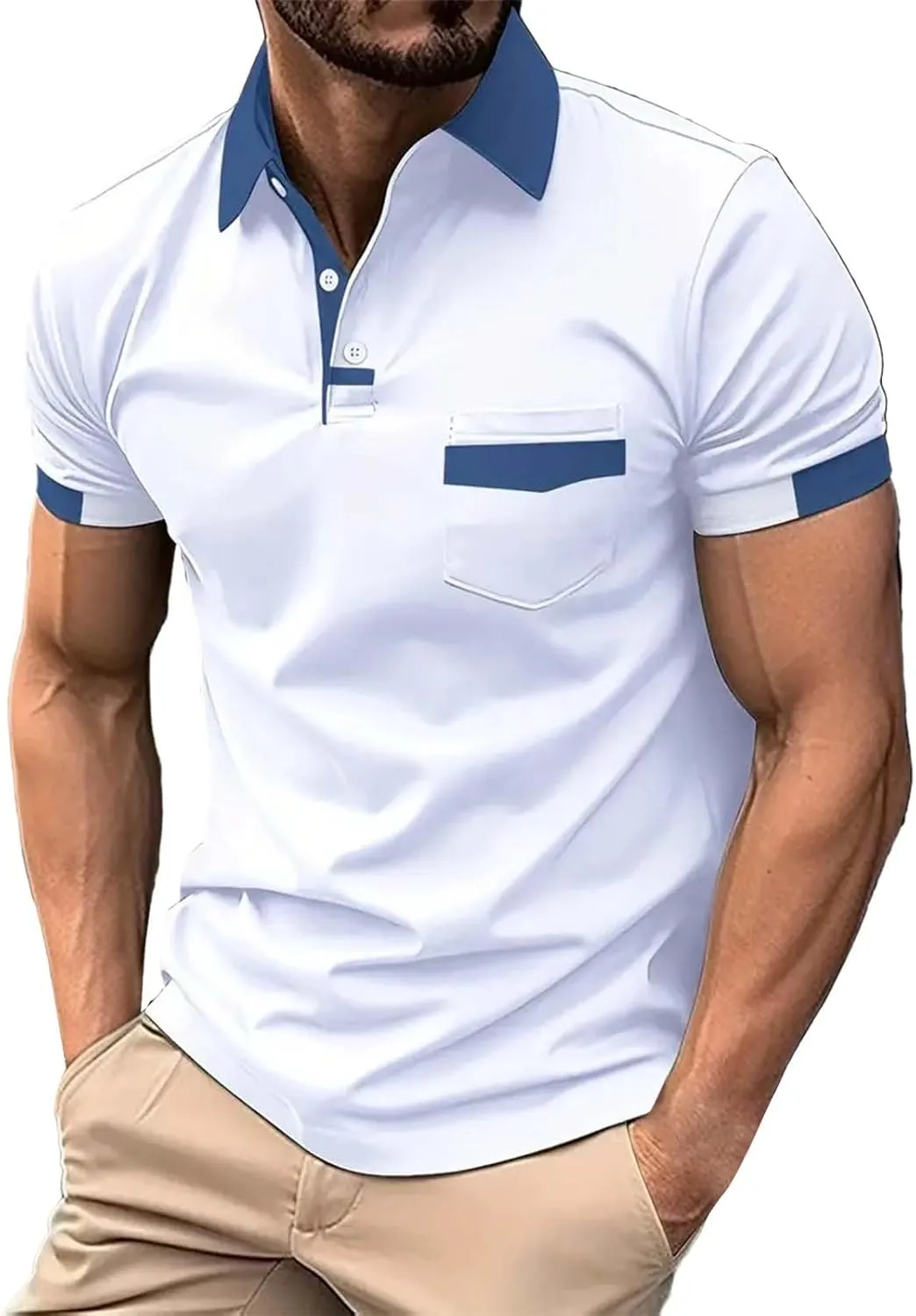 Polo Shirt for Men 2024 Short Sleeve Performance Patriotic Shirt Funny Shirt Men's Golf Shirts Quarter Button Shirts
