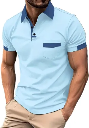Polo Shirt Spring and Summer Casual Short Sleeved Buttons Lapel Solid Color Short Sleeved T Golf Polo Shirts for Men