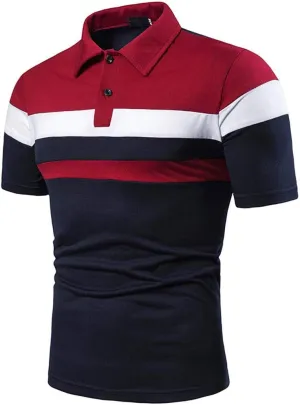 Polo Shirts for Men and Summer Casual Short Sleeved Buttons Lapel Solid Color Short Sleeved T Shirt Tops Golf White
