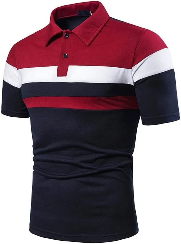 Polo Shirts for Men and Summer Casual Short Sleeved Buttons Lapel Solid Color Short Sleeved T Shirt Tops Golf White