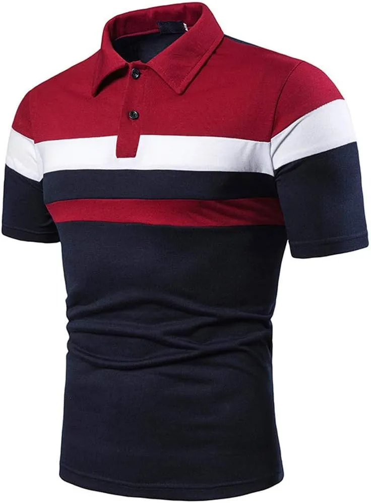 Polo Shirts for Men and Summer Casual Short Sleeved Buttons Lapel Solid Color Short Sleeved T Shirt Tops Golf White
