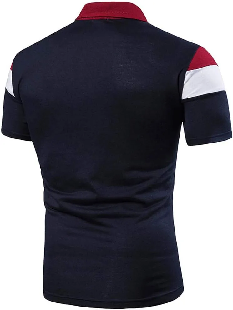 Polo Shirts for Men and Summer Casual Short Sleeved Buttons Lapel Solid Color Short Sleeved T Shirt Tops Golf White