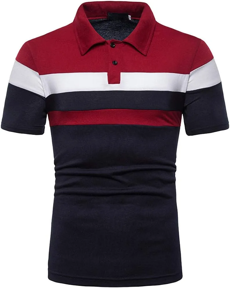 Polo Shirts for Men and Summer Casual Short Sleeved Buttons Lapel Solid Color Short Sleeved T Shirt Tops Golf White