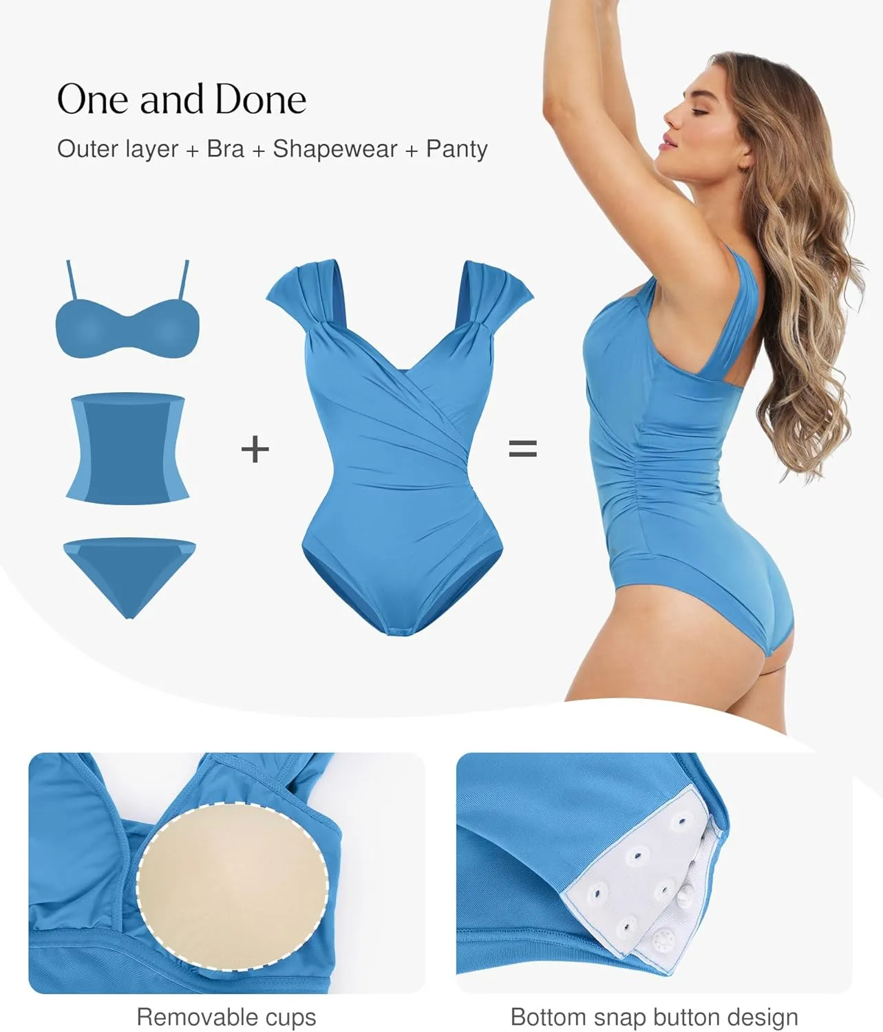 Popilush Shapewear Bodysuits for Women - Corset Tank Tops with Built in Bras Sleeveless Ruched Cute Going Out Outfits
