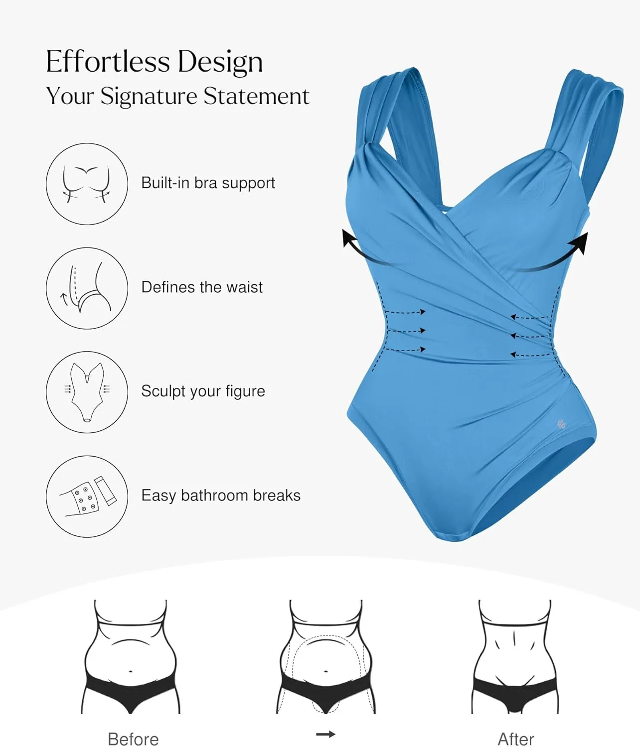 Popilush Shapewear Bodysuits for Women - Corset Tank Tops with Built in Bras Sleeveless Ruched Cute Going Out Outfits