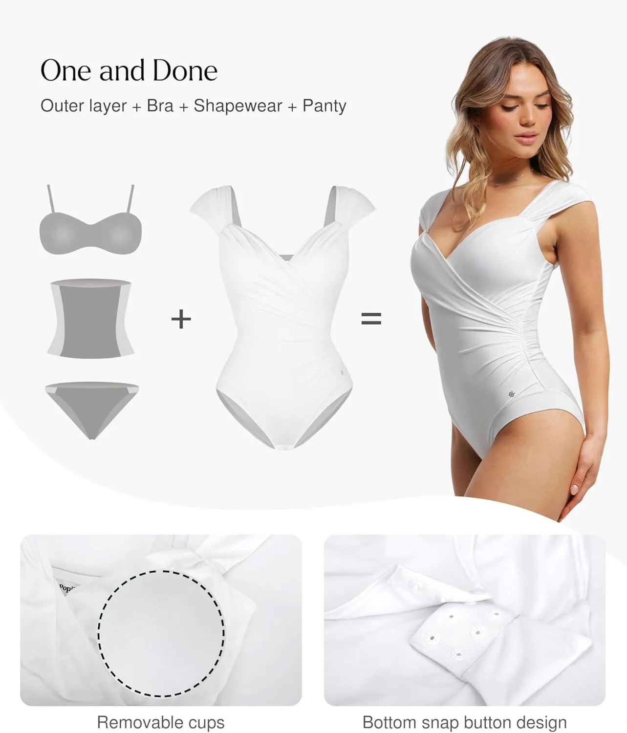 Popilush Shapewear Bodysuits for Women - Corset Tank Tops with Built in Bras Sleeveless Ruched Cute Going Out Outfits