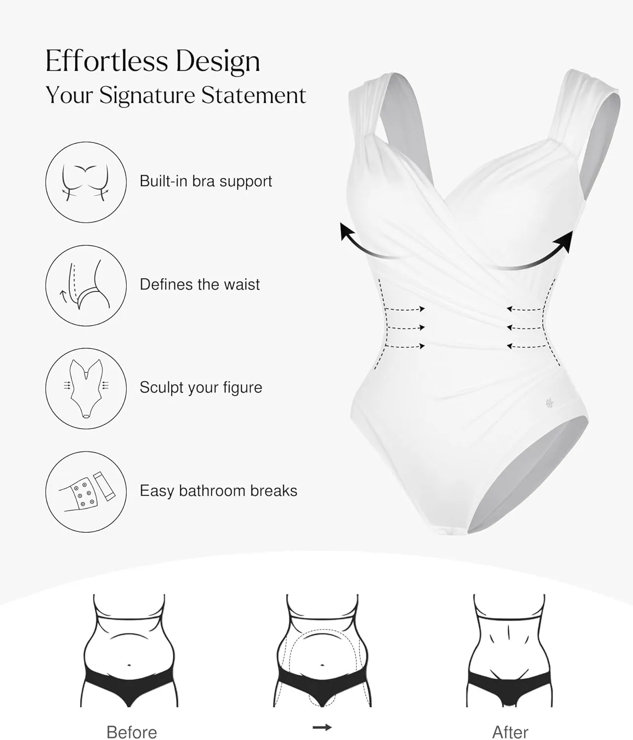 Popilush Shapewear Bodysuits for Women - Corset Tank Tops with Built in Bras Sleeveless Ruched Cute Going Out Outfits