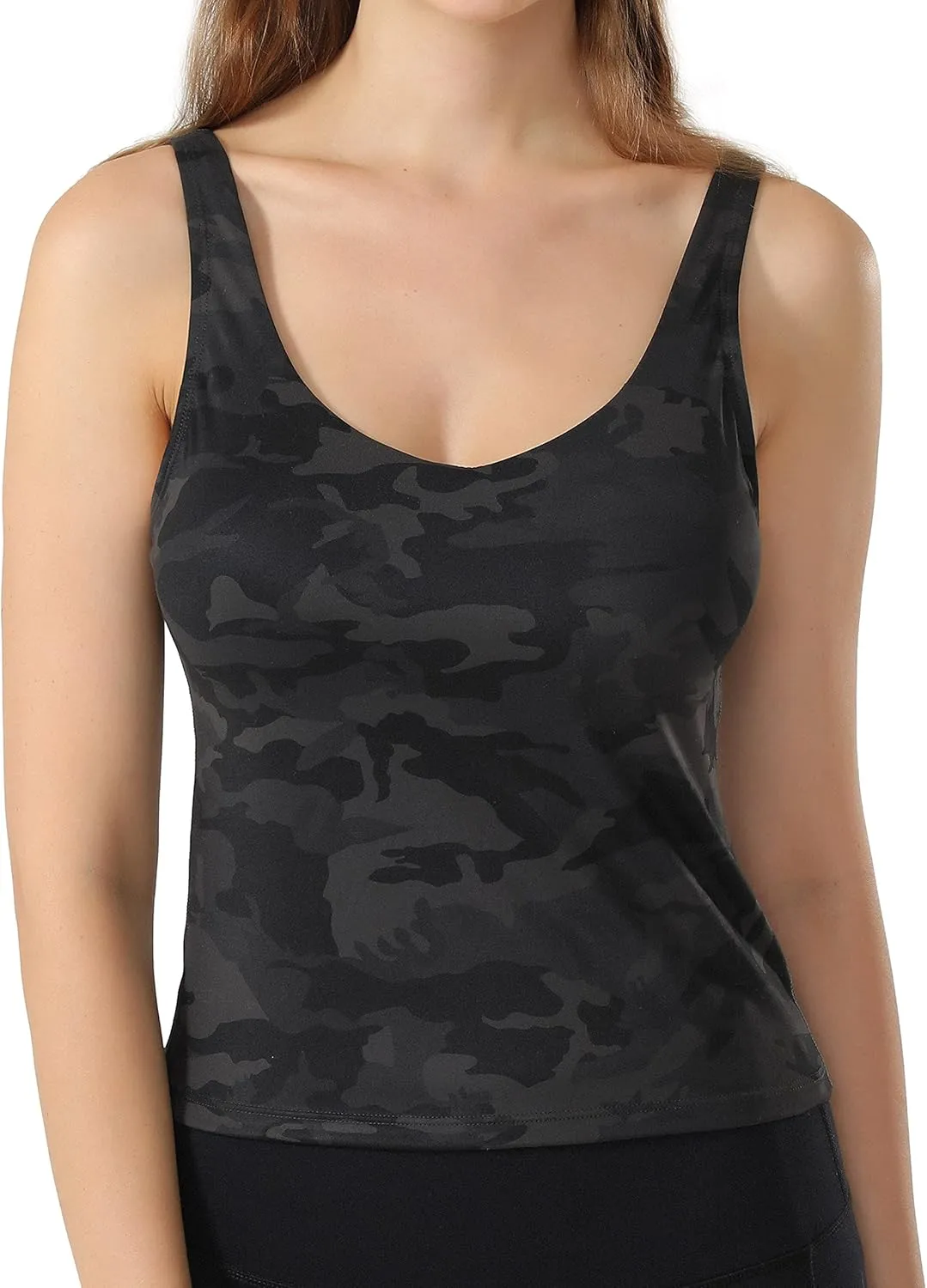 POSHDIVAH Women Sports Bra Longline Padded Tank Top Naked Feeling Workout Fitness Running Yoga Tops