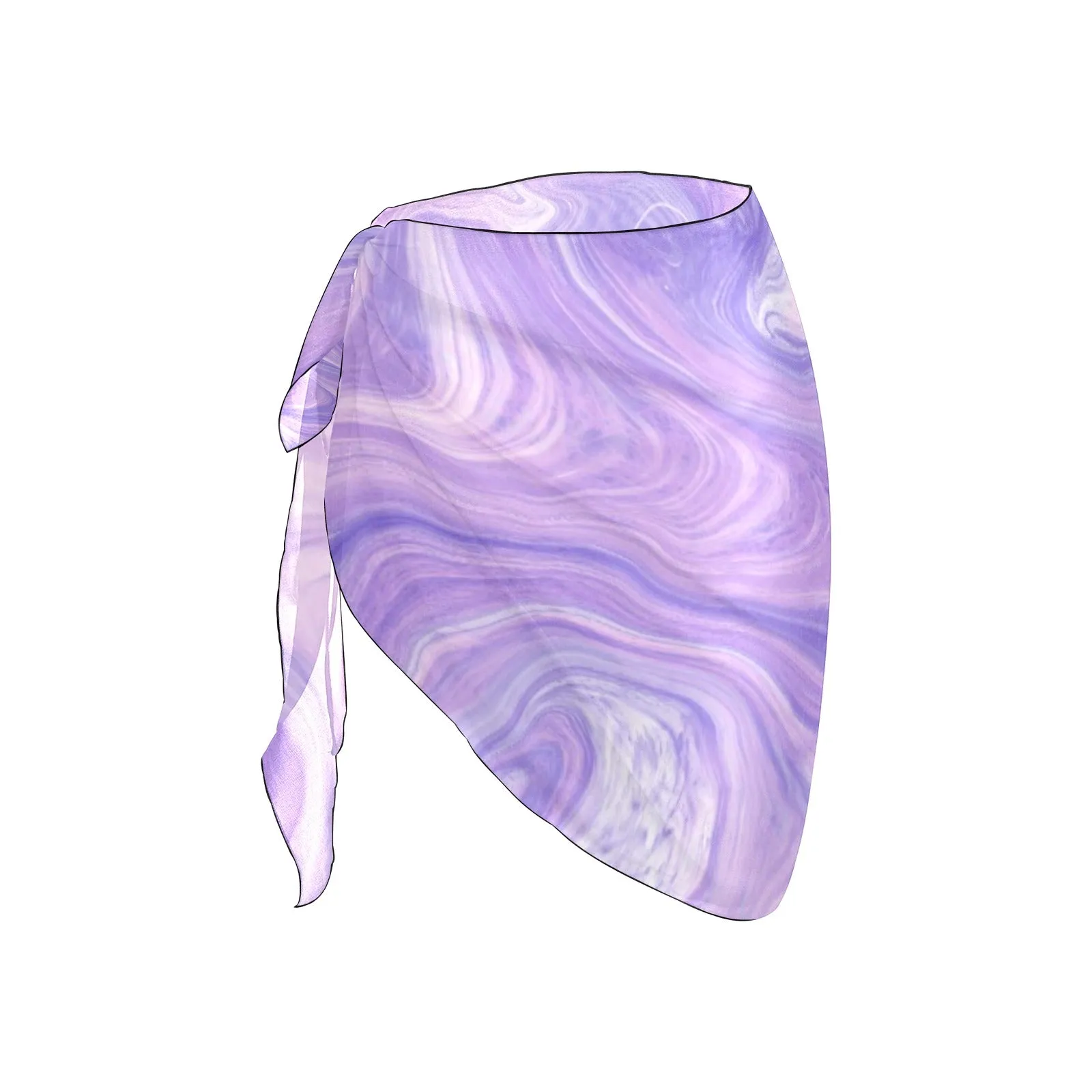 Purple Liquid Short Chiffon Sarong Wrap up to 2 XL (FWS)