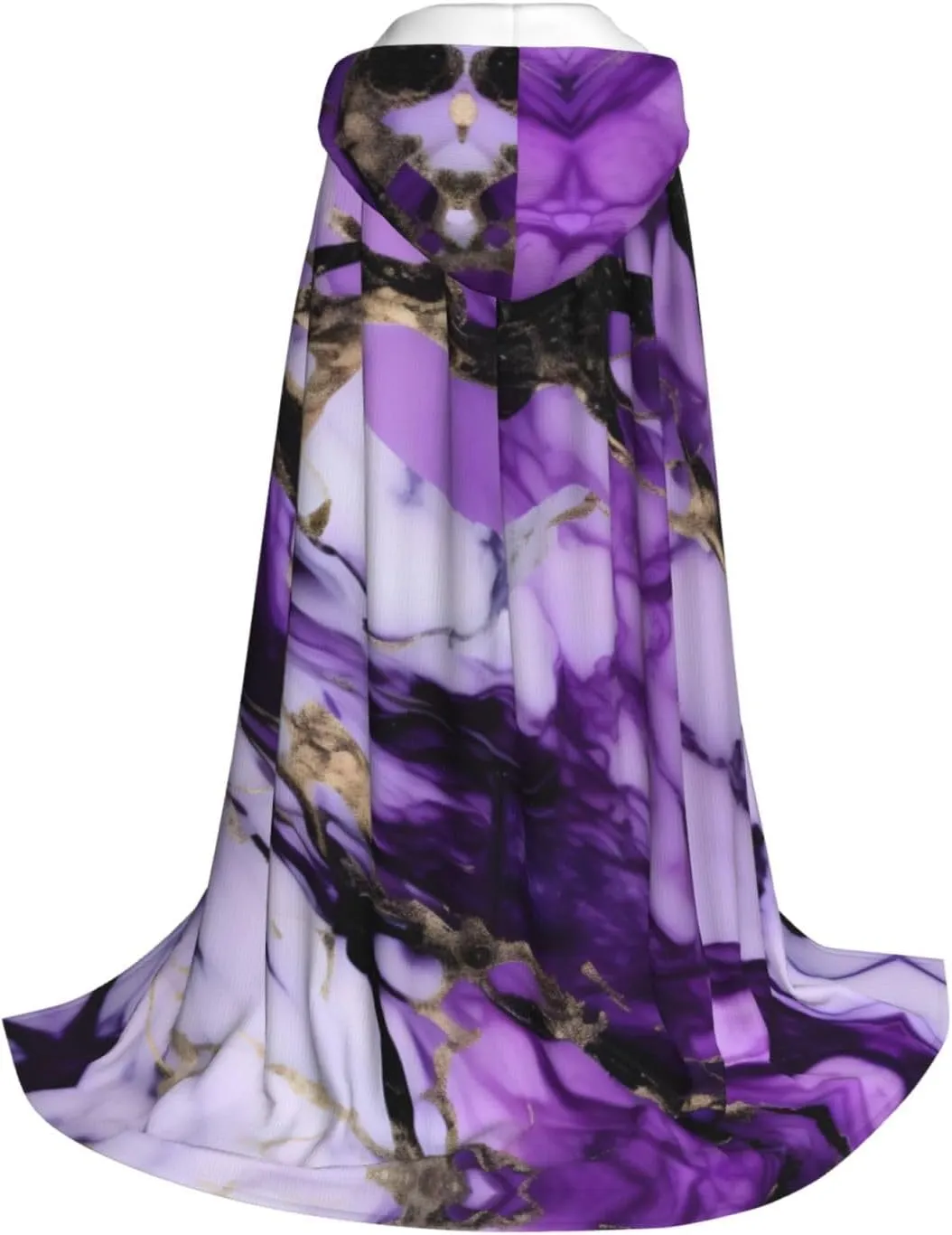 Purple Marble Hooded Cloak Coat Winter Warm Long Cloak Cosplay Costumes Outerwear Carnivals Hoodies Capes