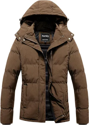 Pursky Women's Warm Winter Thicken Coat Waterproof Cropped Jackets Parka With Removable Hood