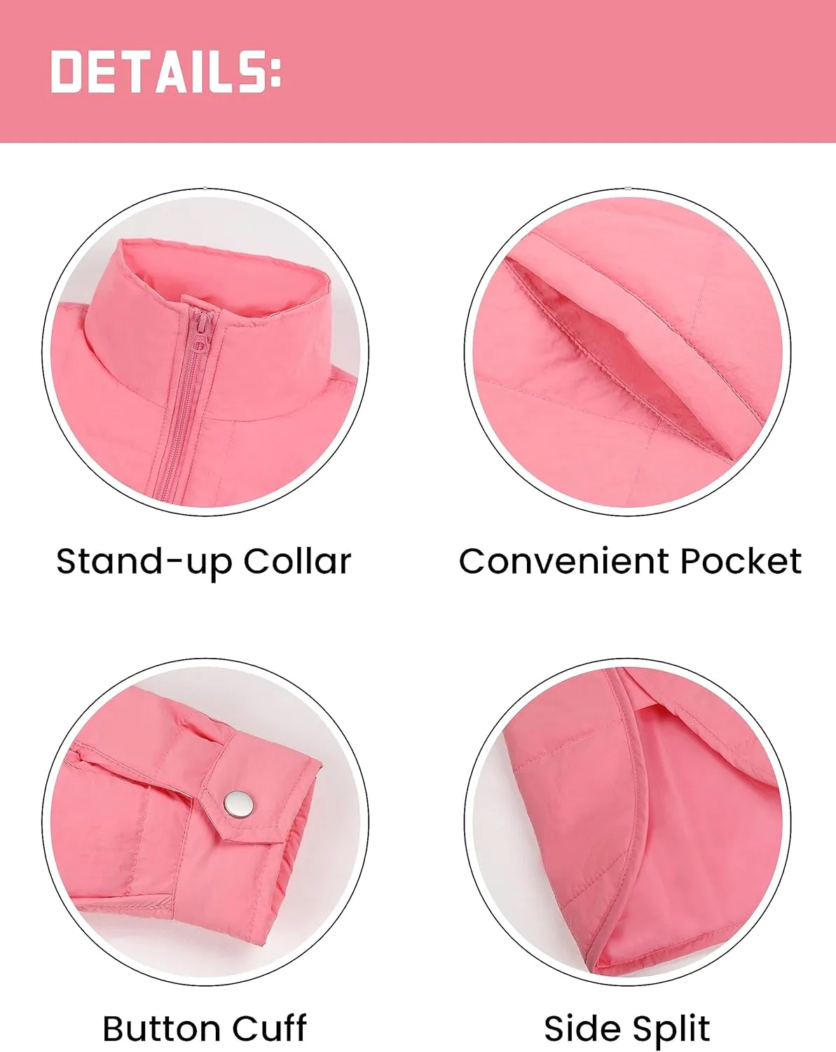 Quilted Puffer Jacket Women Lightweight Short Zip Up Padded Coat with Pockets