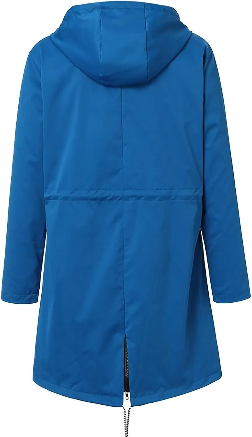 Rain Coats For Women Lightweight Anorak Solid Stripe Rain Jacket Outdoor Plus Waterproof Hooded Raincoat Windproof