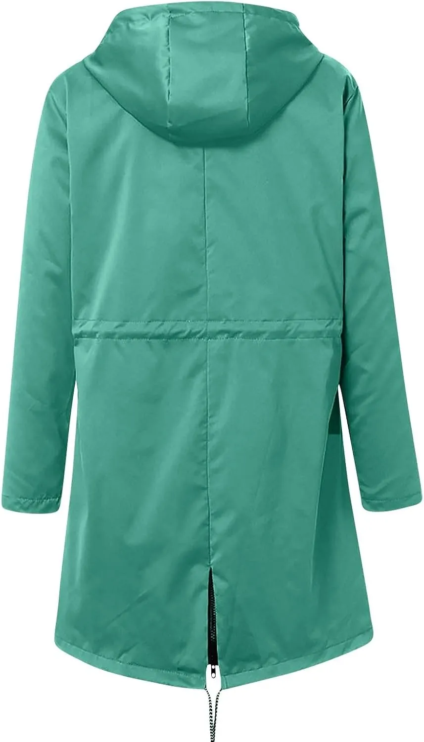 Rain Coats For Women Lightweight Anorak Solid Stripe Rain Jacket Outdoor Plus Waterproof Hooded Raincoat Windproof