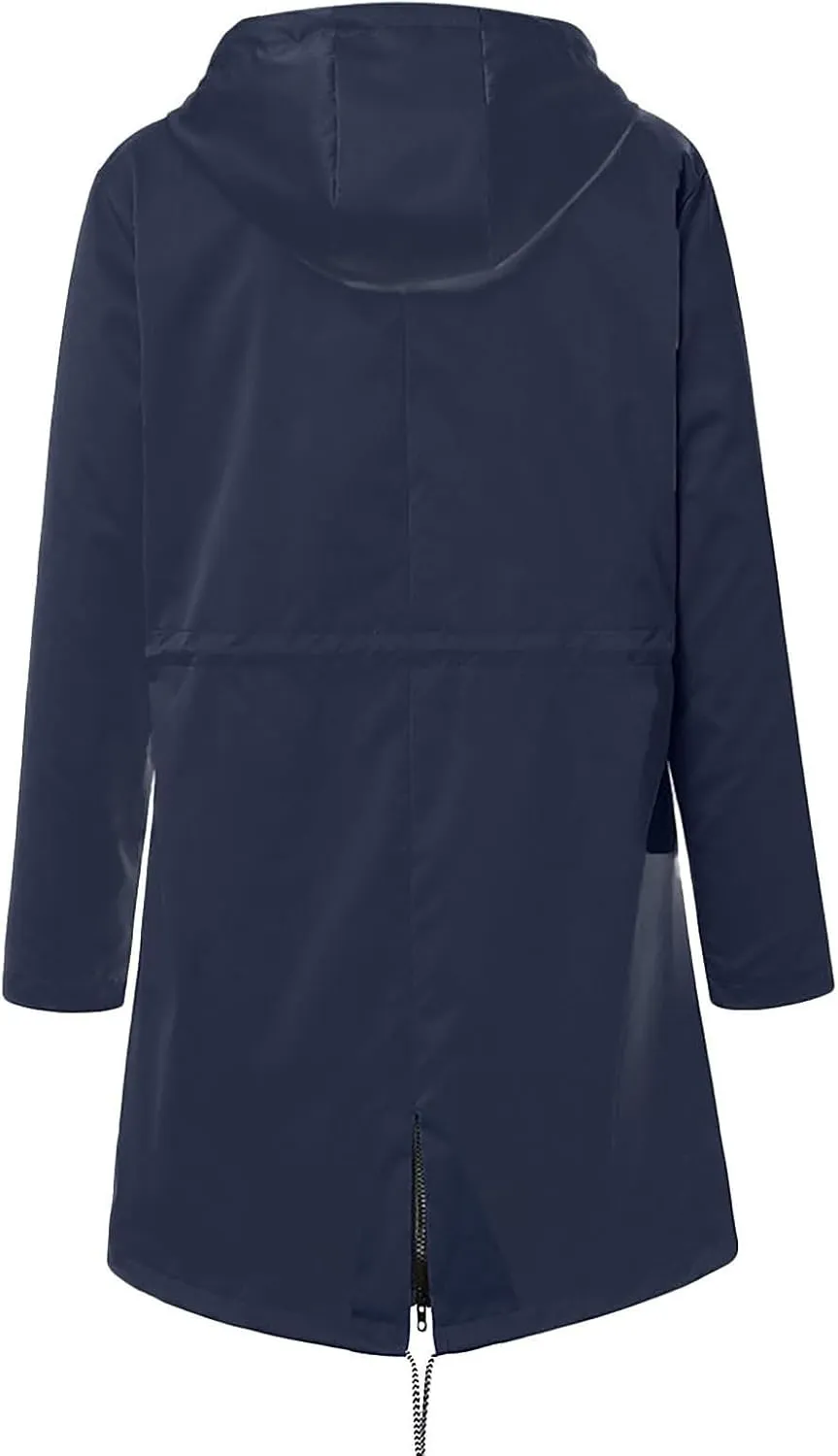 Rain Coats For Women Lightweight Anorak Solid Stripe Rain Jacket Outdoor Plus Waterproof Hooded Raincoat Windproof