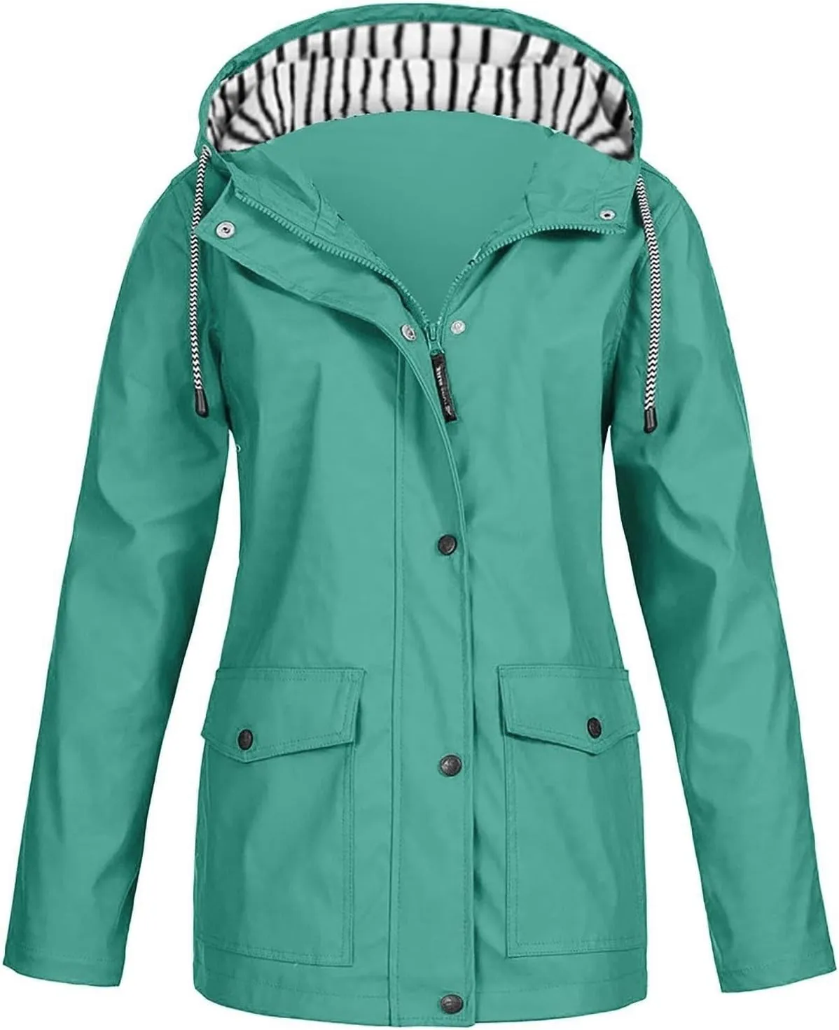 Rain Jacket Women Waterproof Windbreaker Rain Jacket Lightweight Striped Climbing Outdoor Hooded Coats Spring 2025