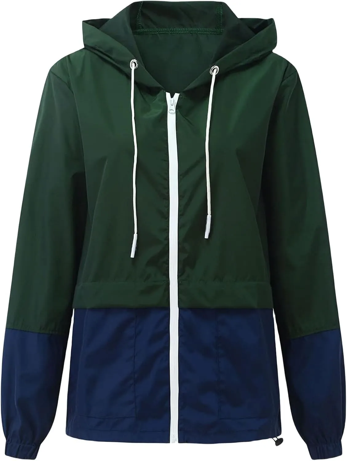 Rain Jackets for Women Long Sleeve Zipper Rain Coats Packable Hooded Waterproof Windbreaker Outdoor Active Raincoat
