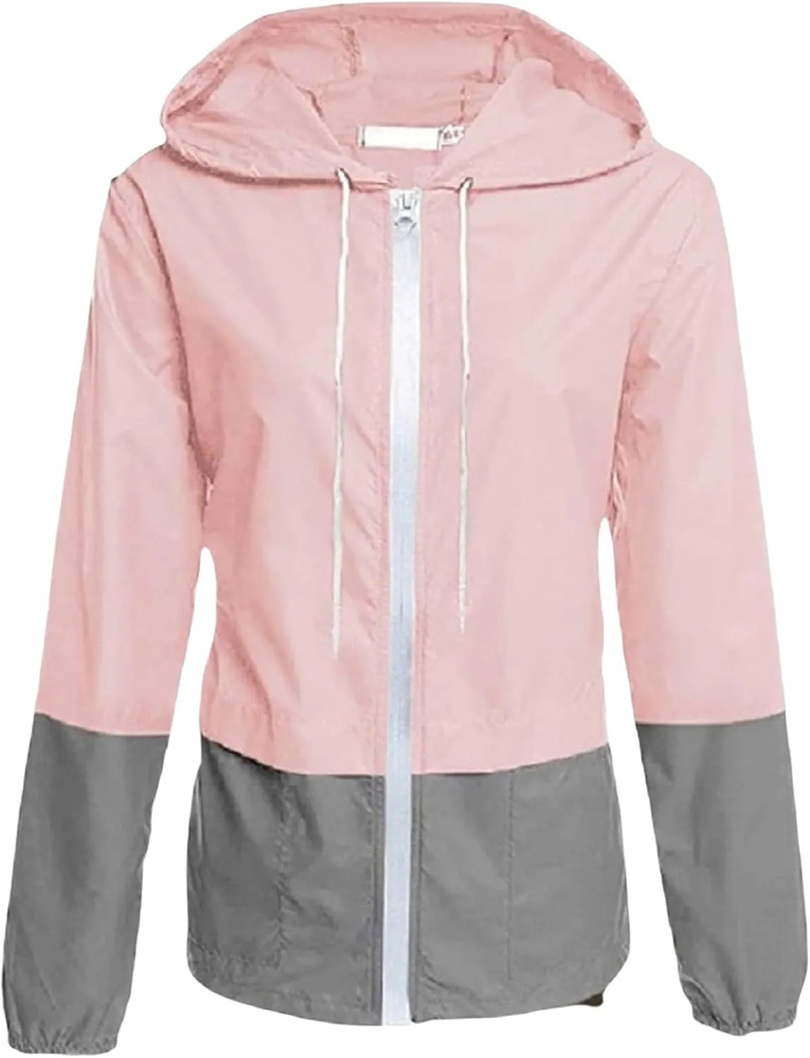 Rain Jackets for Women Long Sleeve Zipper Rain Coats Packable Hooded Waterproof Windbreaker Outdoor Active Raincoat