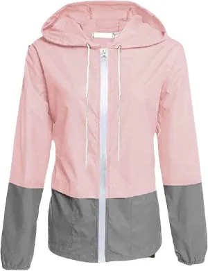 Rain Jackets for Women Long Sleeve Zipper Rain Coats Packable Hooded Waterproof Windbreaker Outdoor Active Raincoat