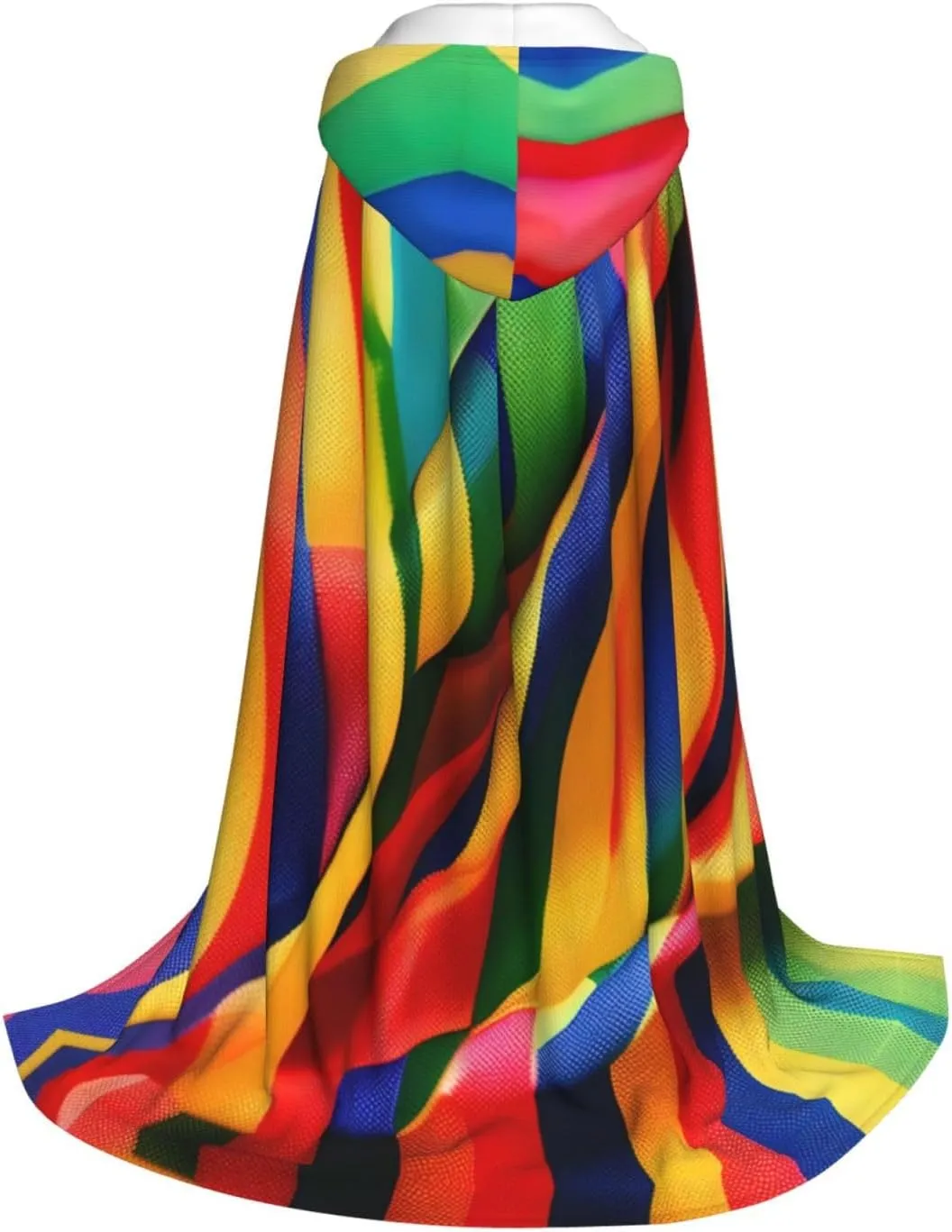 Rainbow Color Stripe Hooded Cloak Coat Winter Warm Long Cloak Cosplay Costumes Outerwear Carnivals Hoodies Capes