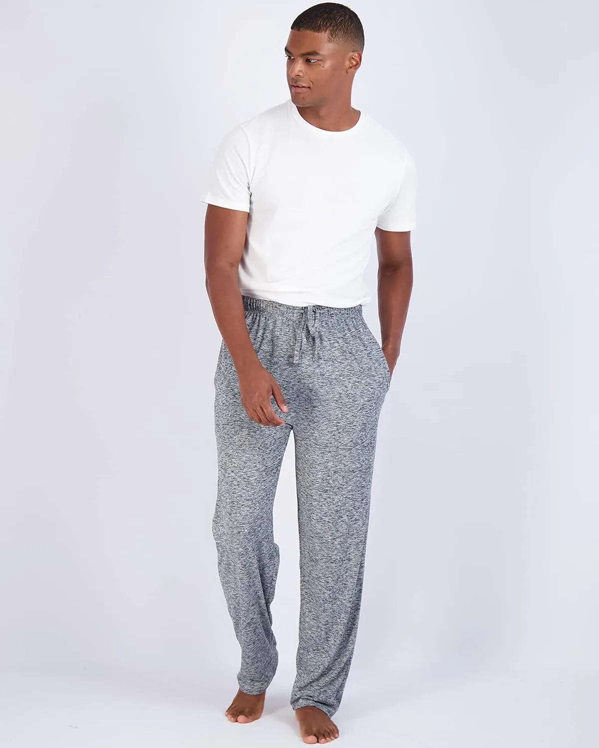 Real Essentials 3 Pack: Men's Soft Pajama Lounge Pants with Drawstring & Pockets - 4-Way Stretch & Wicking-Big & Tall (S-5XL)