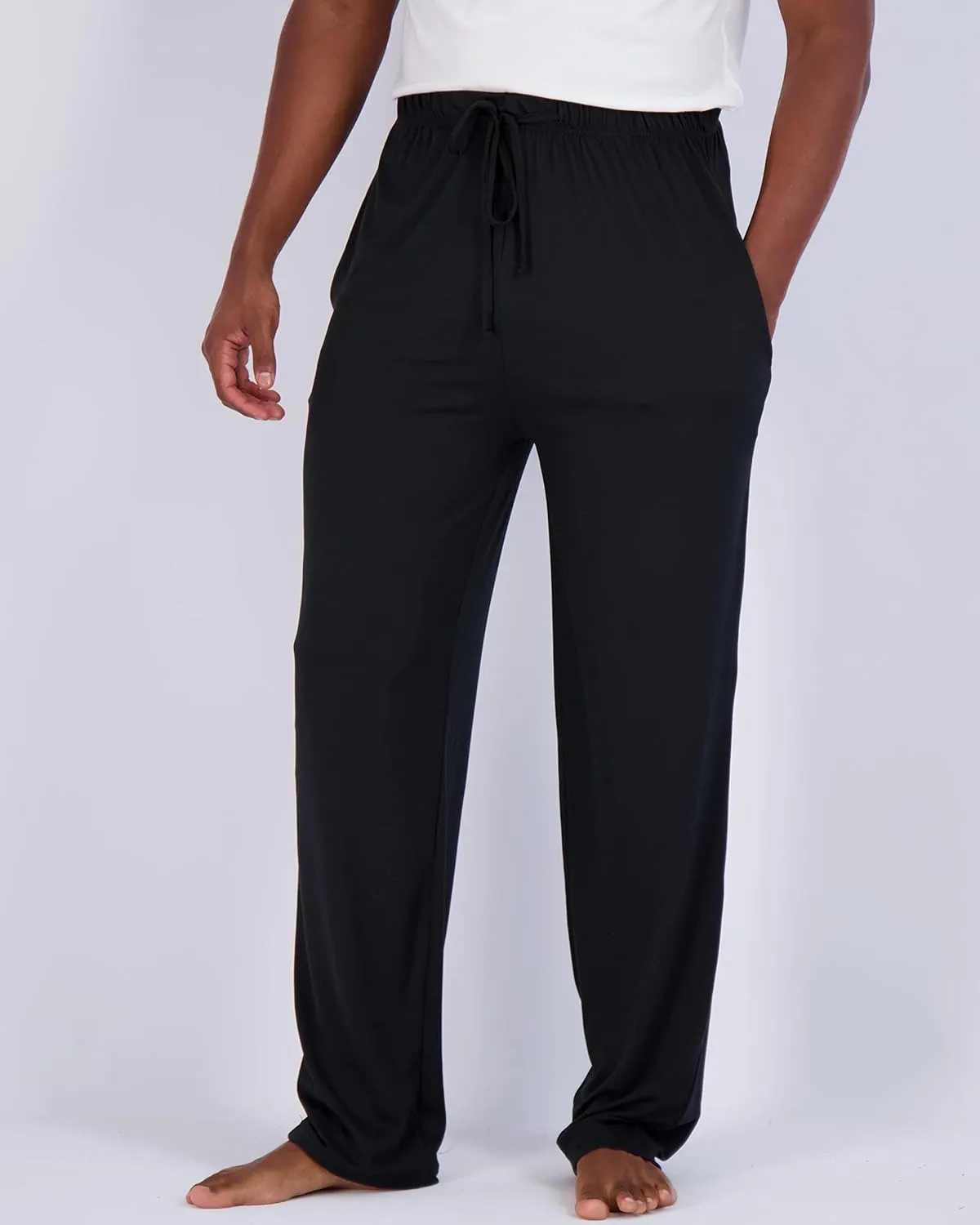 Real Essentials 3 Pack: Men's Soft Pajama Lounge Pants with Drawstring & Pockets - 4-Way Stretch & Wicking-Big & Tall (S-5XL)