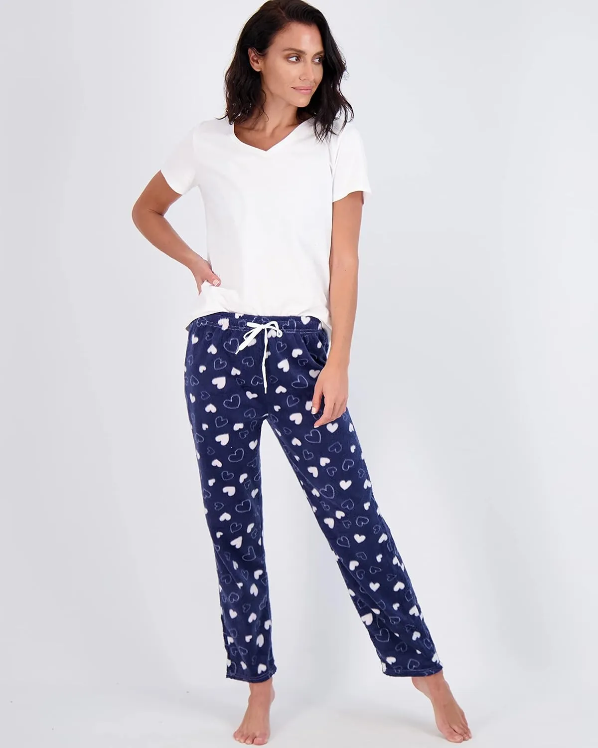 Real Essentials 3 Pack: Womens Fleece Ultra-Soft Comfy Pajama Lounge Pants Sleepwear (Available in Plus Size)
