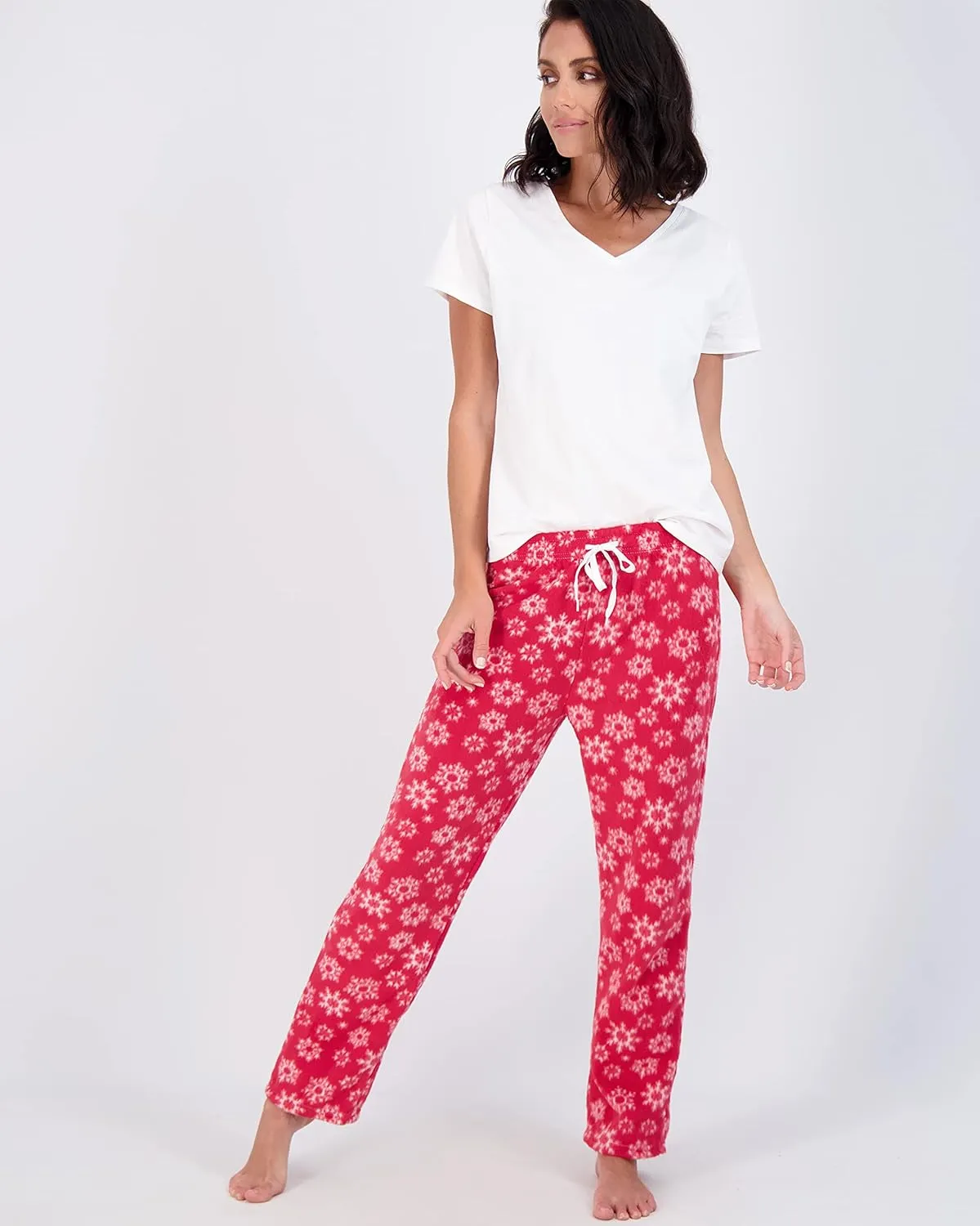 Real Essentials 3 Pack: Womens Fleece Ultra-Soft Comfy Pajama Lounge Pants Sleepwear (Available in Plus Size)