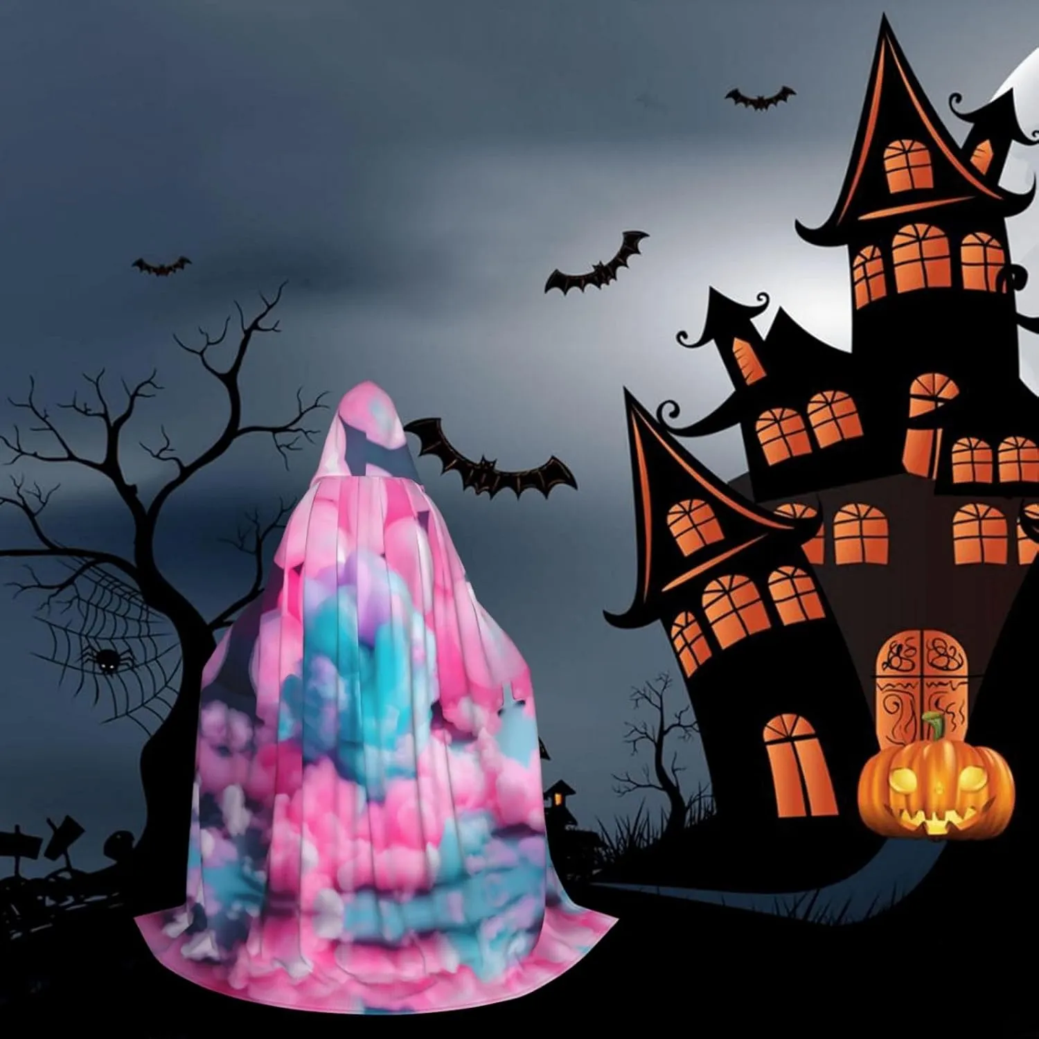 Red Cotton Candy Hooded Cloak Coat Winter Warm Long Cloak Cosplay Costumes Outerwear Carnivals Hoodies Capes