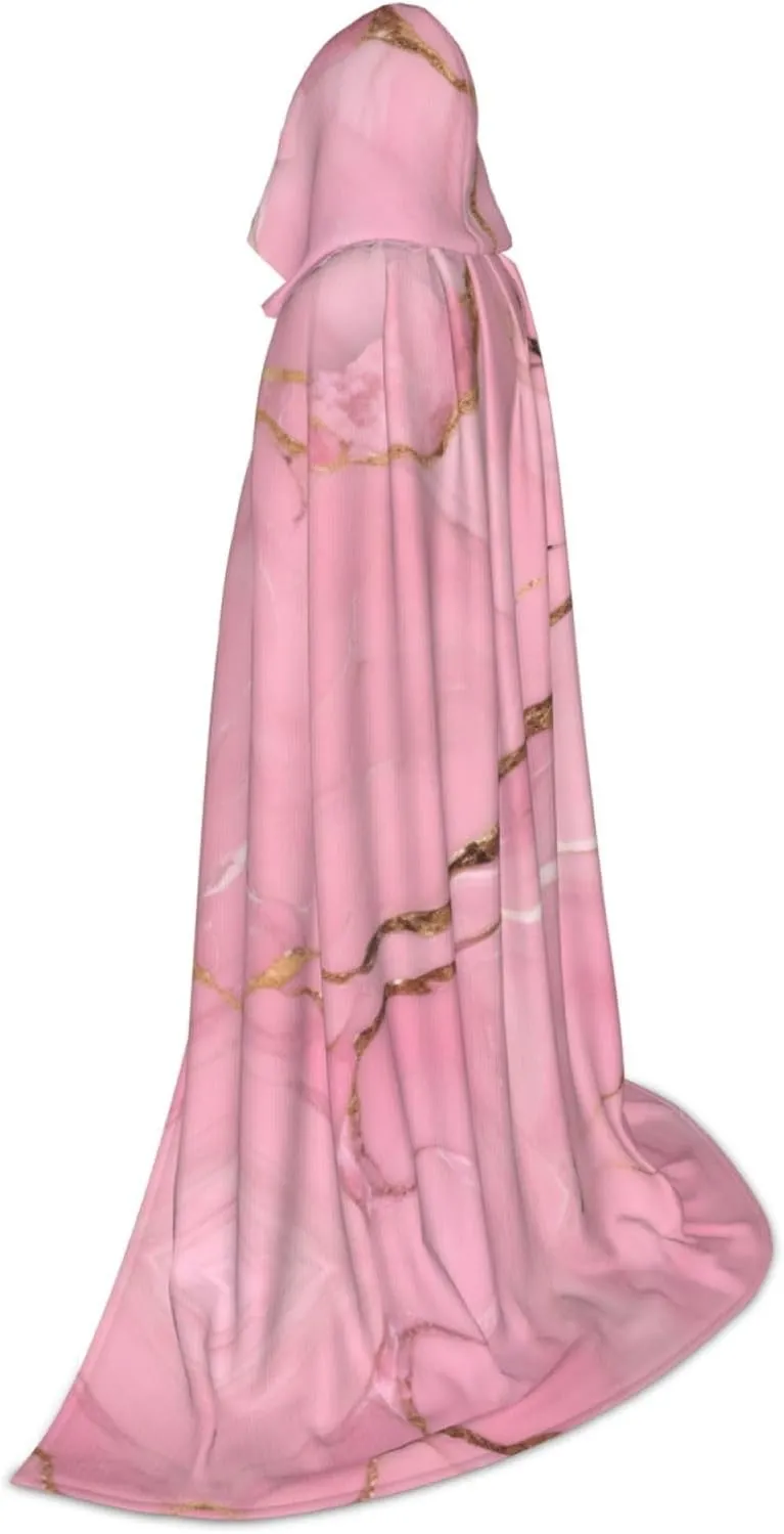 Red Marble Texture Hooded Cloak Coat Winter Warm Long Cloak Cosplay Costumes Outerwear Carnivals Hoodies Capes