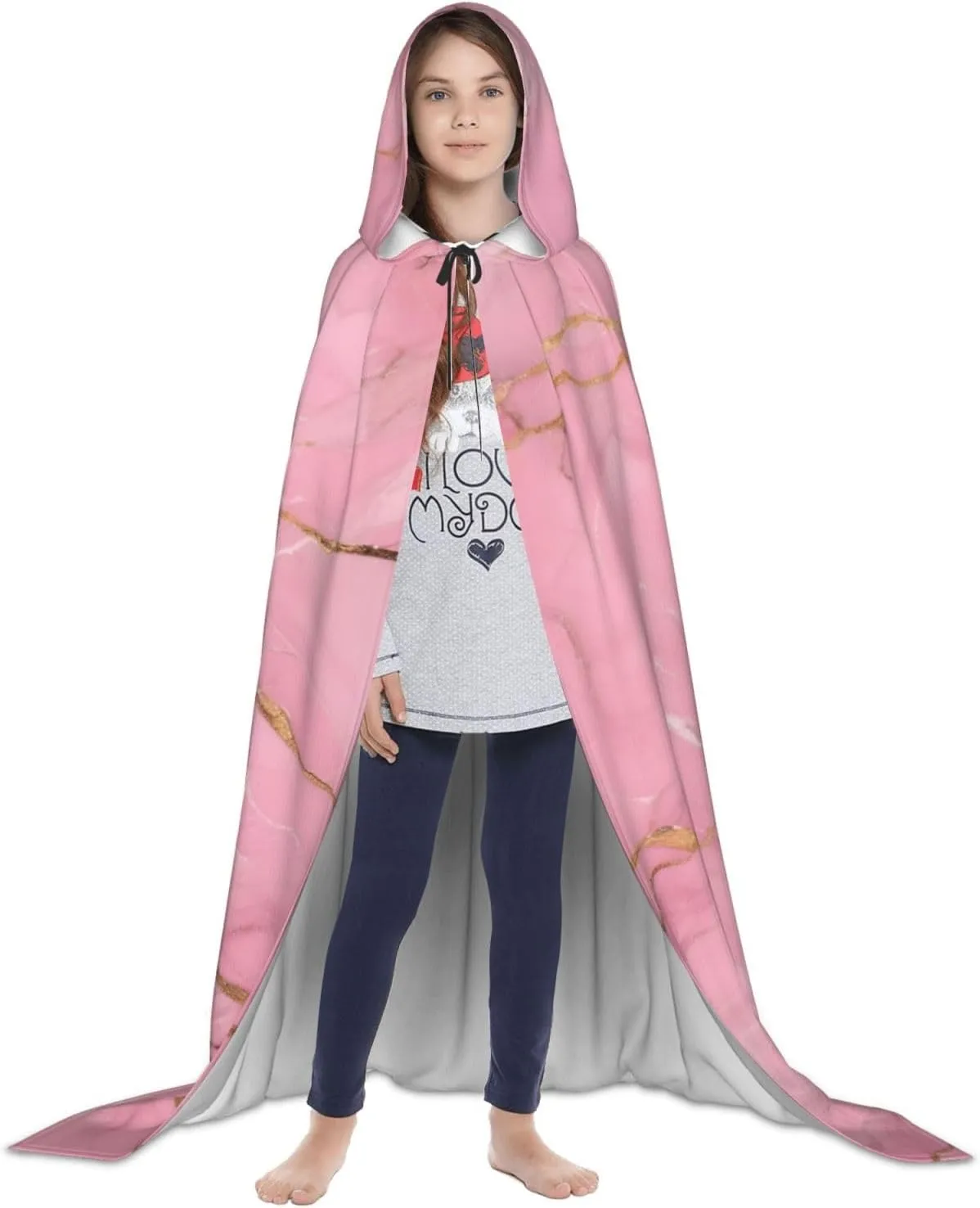 Red Marble Texture Hooded Cloak Coat Winter Warm Long Cloak Cosplay Costumes Outerwear Carnivals Hoodies Capes