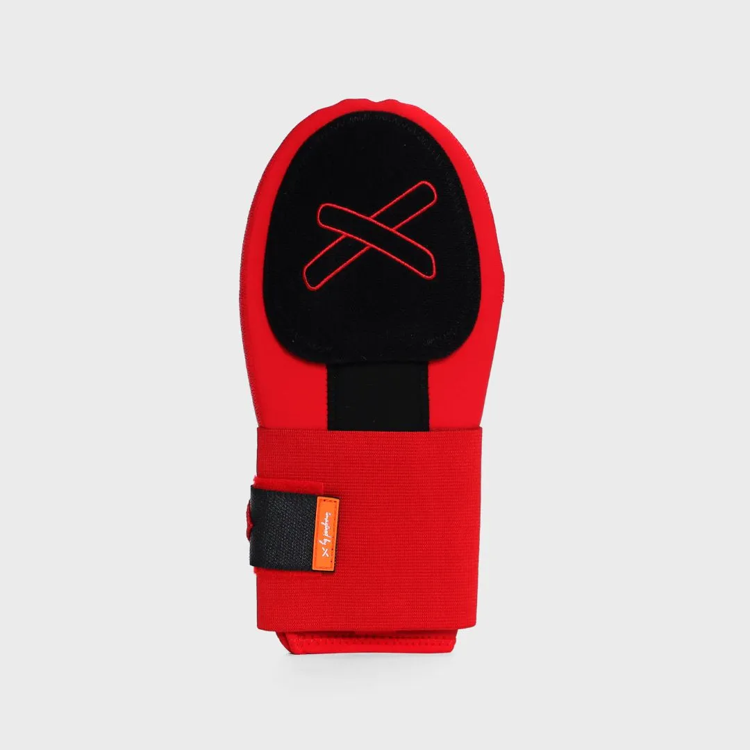 red sliding mitt