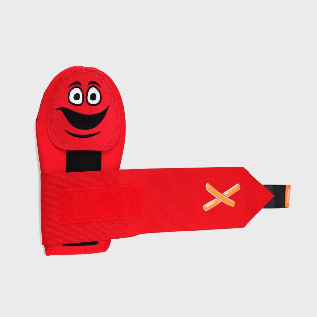 red sliding mitt