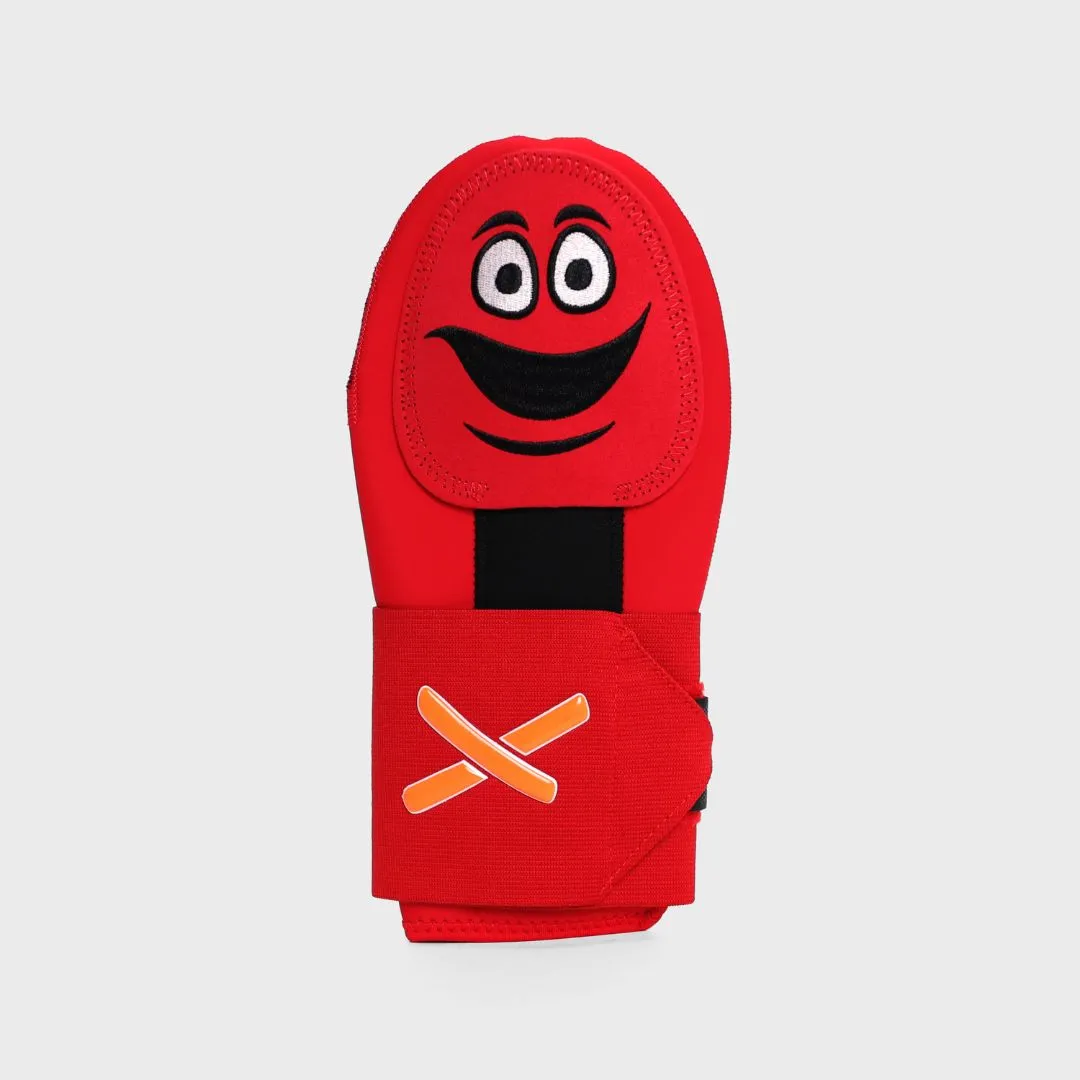 red sliding mitt