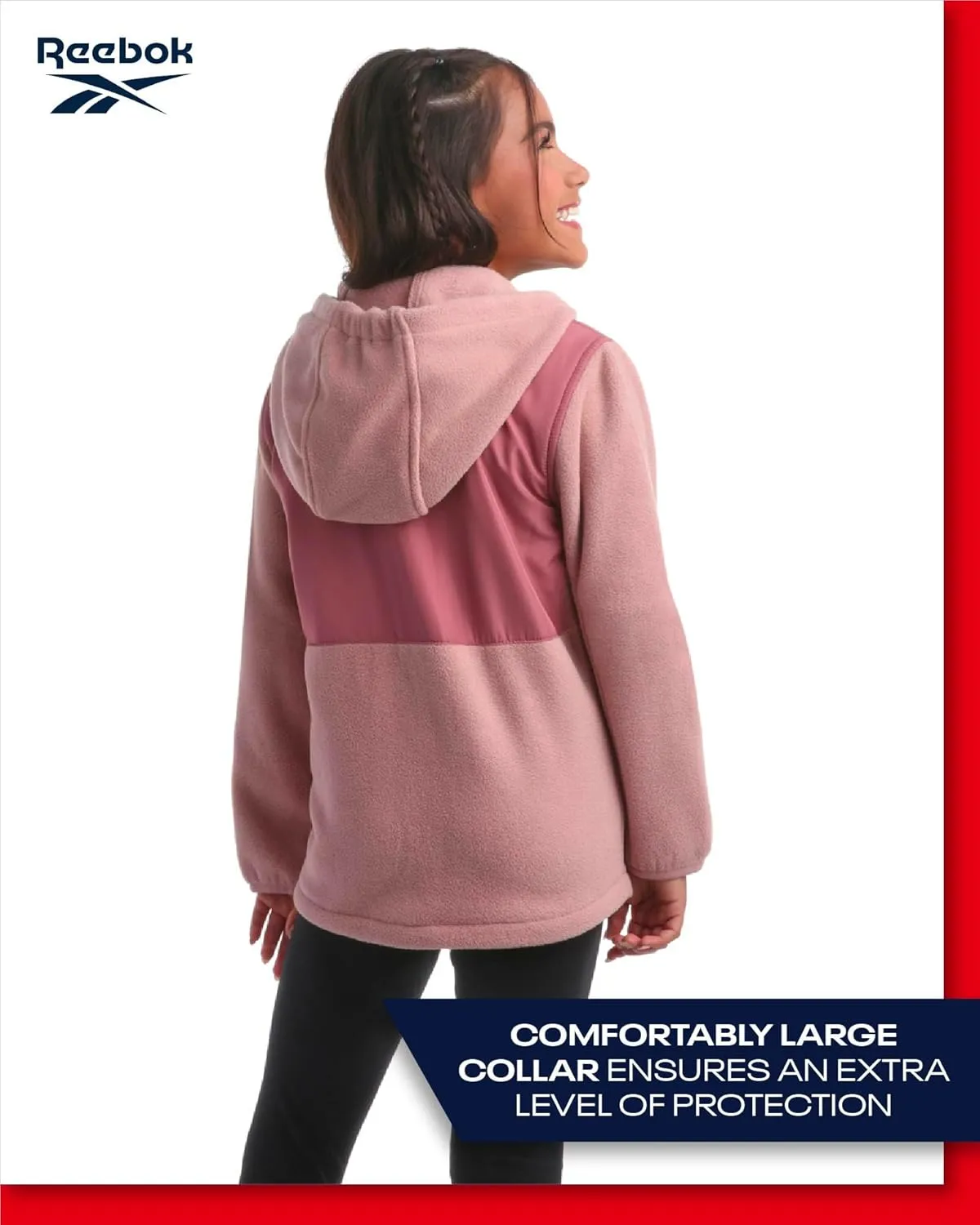 Reebok Girls' Fleece Jacket - Polar Fleece Hoodie Sweatshirt Jacket - Lightweight Coat for Girls (4-16)