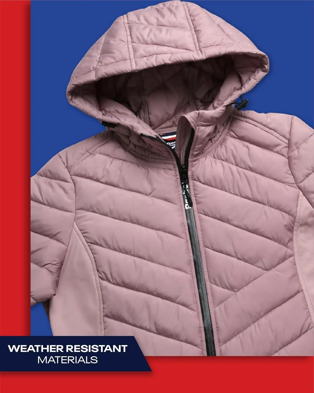 Reebok Women's Jacket - Lightweight Quilted Puffer Parka Coat with Flex Stretch Panels  Casual Jacket for Women (S-XL)