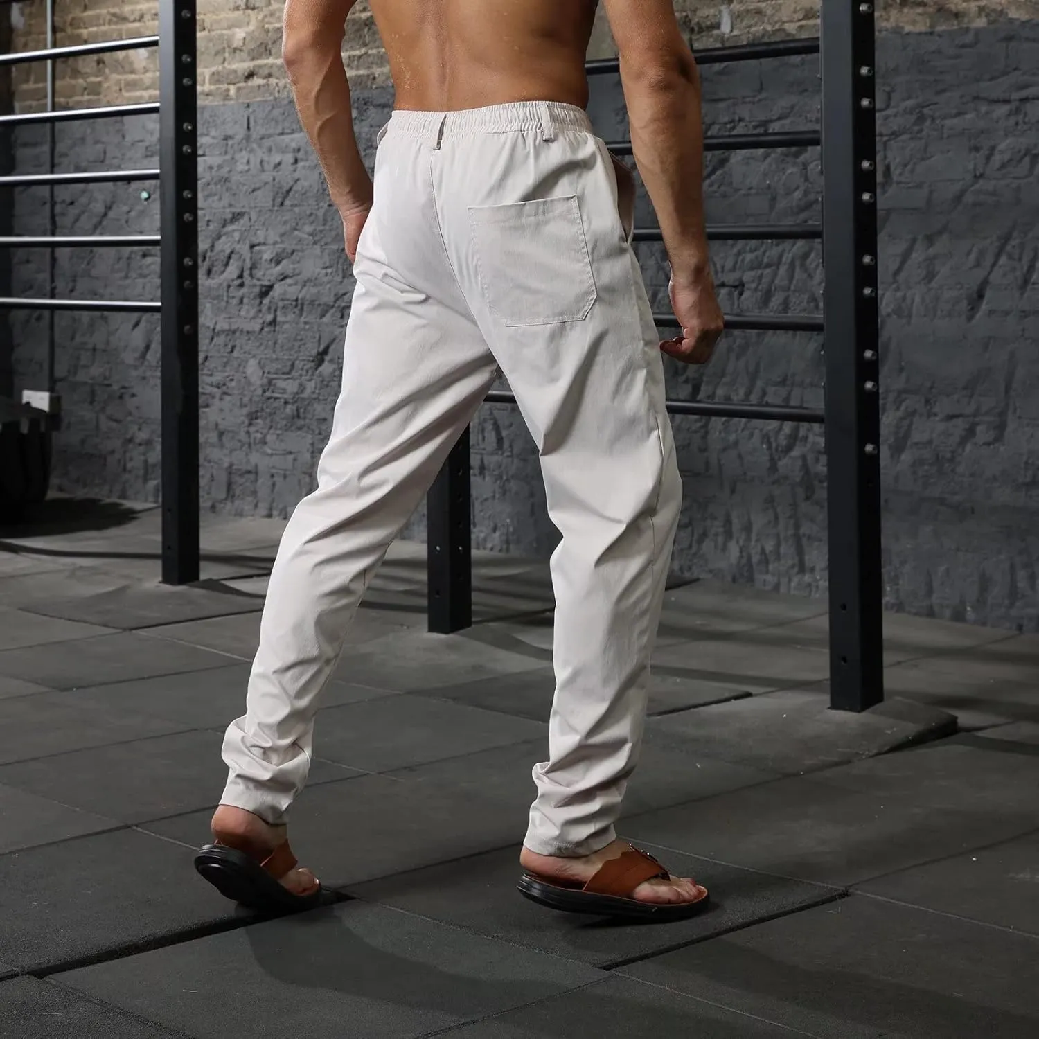 Rela Bota Mens Jogger Pants Loose Bussiness Pants Soft Stretch Chino Pant Drawstring Elastic Waist
