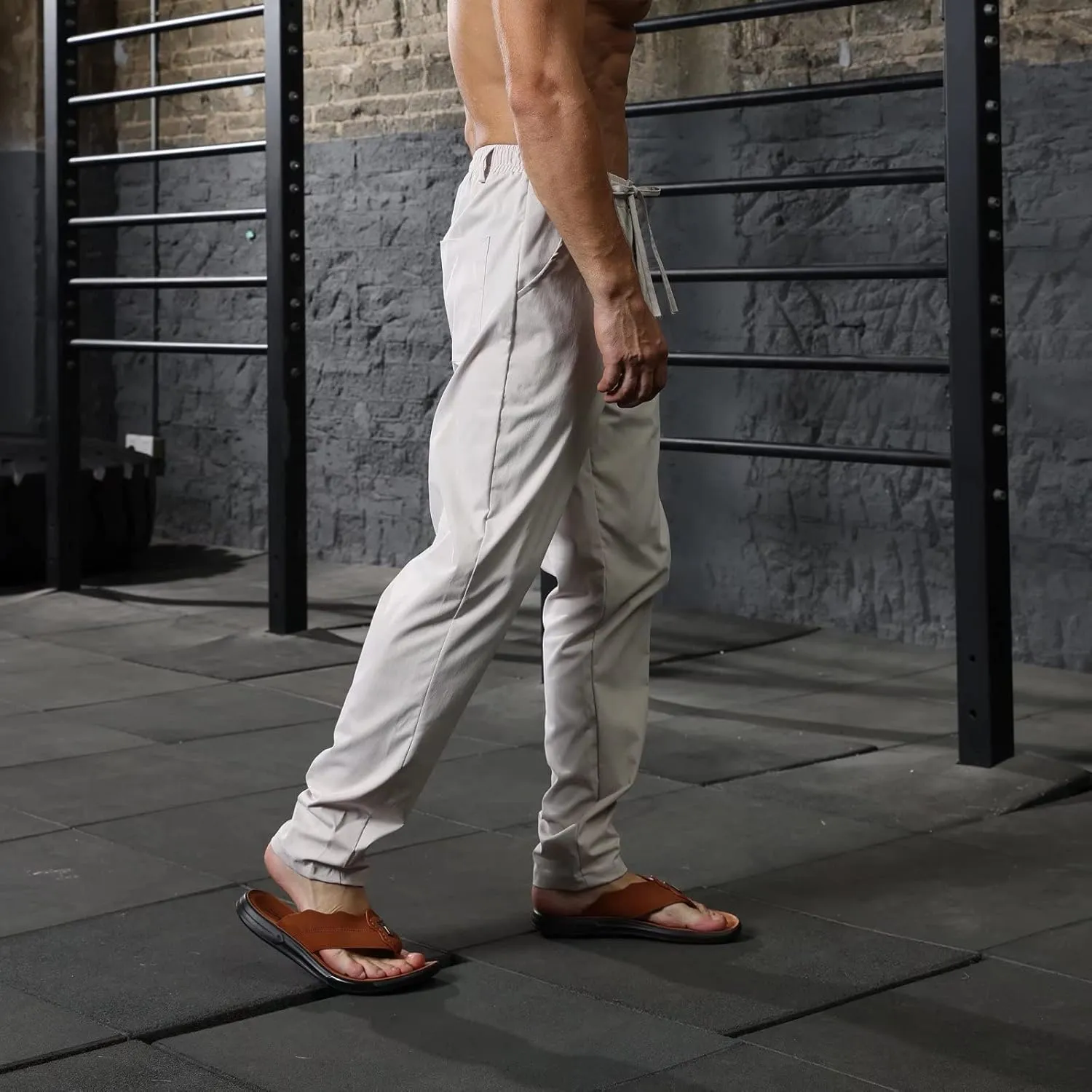 Rela Bota Mens Jogger Pants Loose Bussiness Pants Soft Stretch Chino Pant Drawstring Elastic Waist