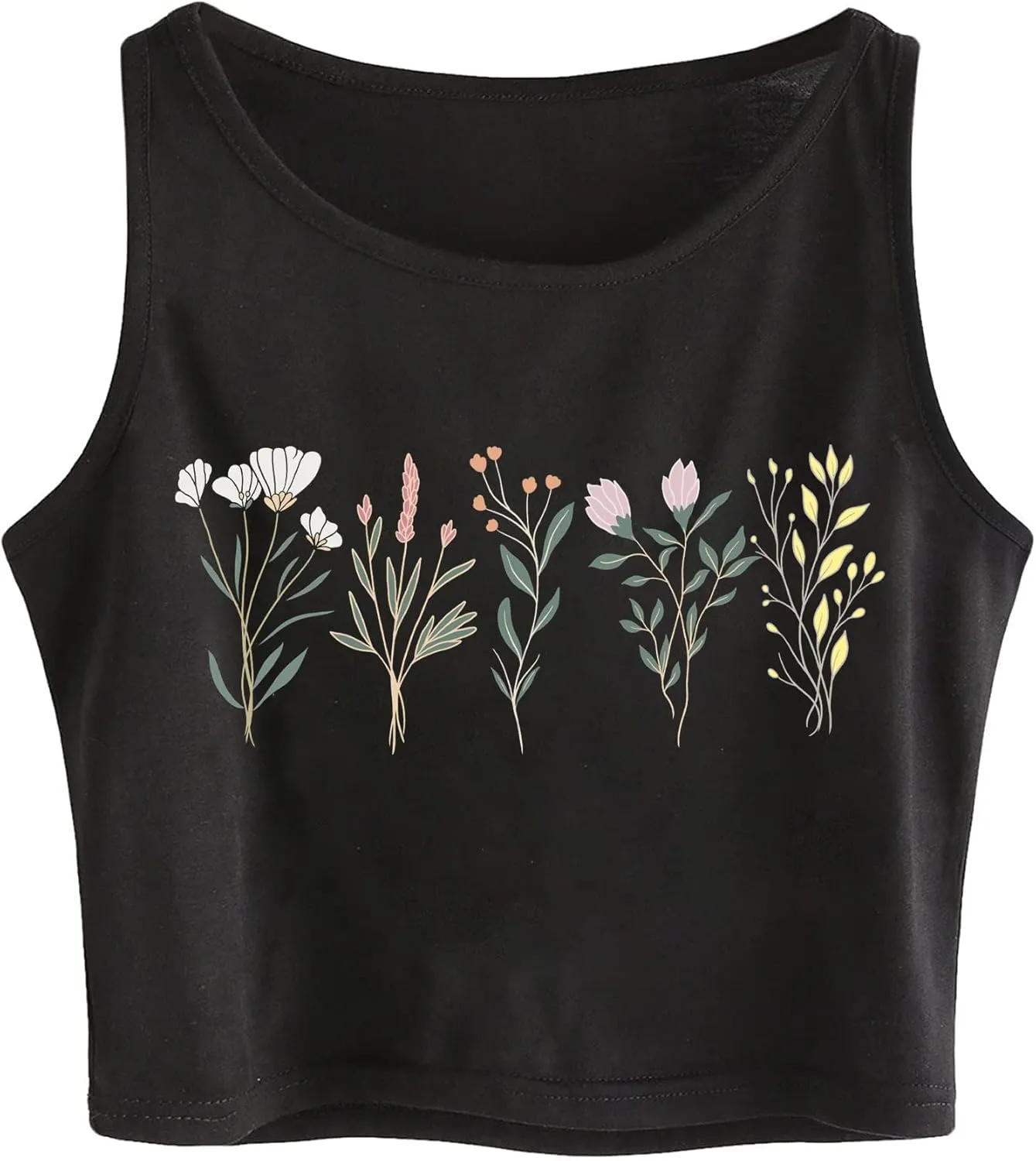 Remidoo Women's Casual Sleeveless Graphic Cropped Top Crewneck Tank Top Shirts