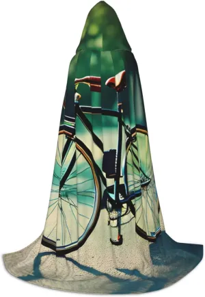 Retro Bicycle Hooded Cloak Coat Winter Warm Long Cloak Cosplay Costumes Outerwear Carnivals Hoodies Capes