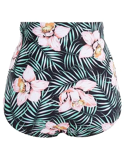 Retro Ruched High Waist Tummy Control Tankini Bottom