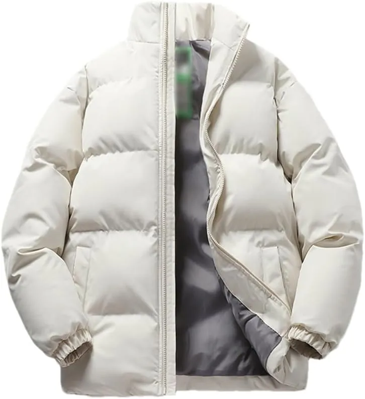Rfmfkkg Men Puffer Jacket Thick Warm Winter Jackets Hooded Coat Cotton Padded Jacket Casual