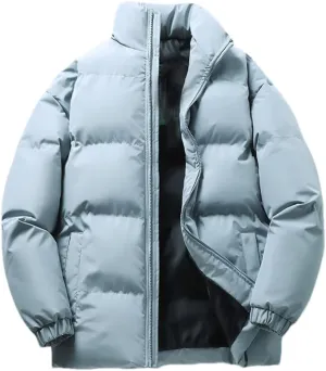 Rfmfkkg Men Puffer Jacket Thick Warm Winter Jackets Hooded Coat Cotton Padded Jacket Casual