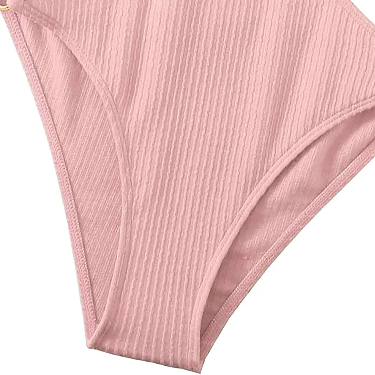 Ring Linked Cut-Out One Piece Swimsuit Scoop Neck Criss Cross Tie Back Bathing Suit Adjustable Strap Sexy Beachwear
