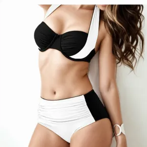 Riviera Chic Halter High-Waist Bikini Swimsuit