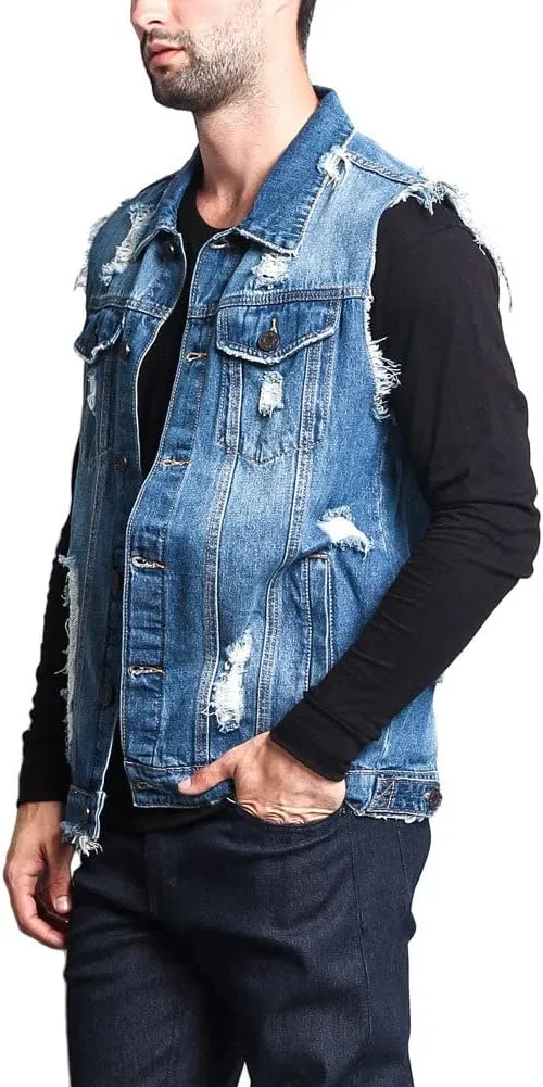 Rocker Denim Jean Vest Jacket